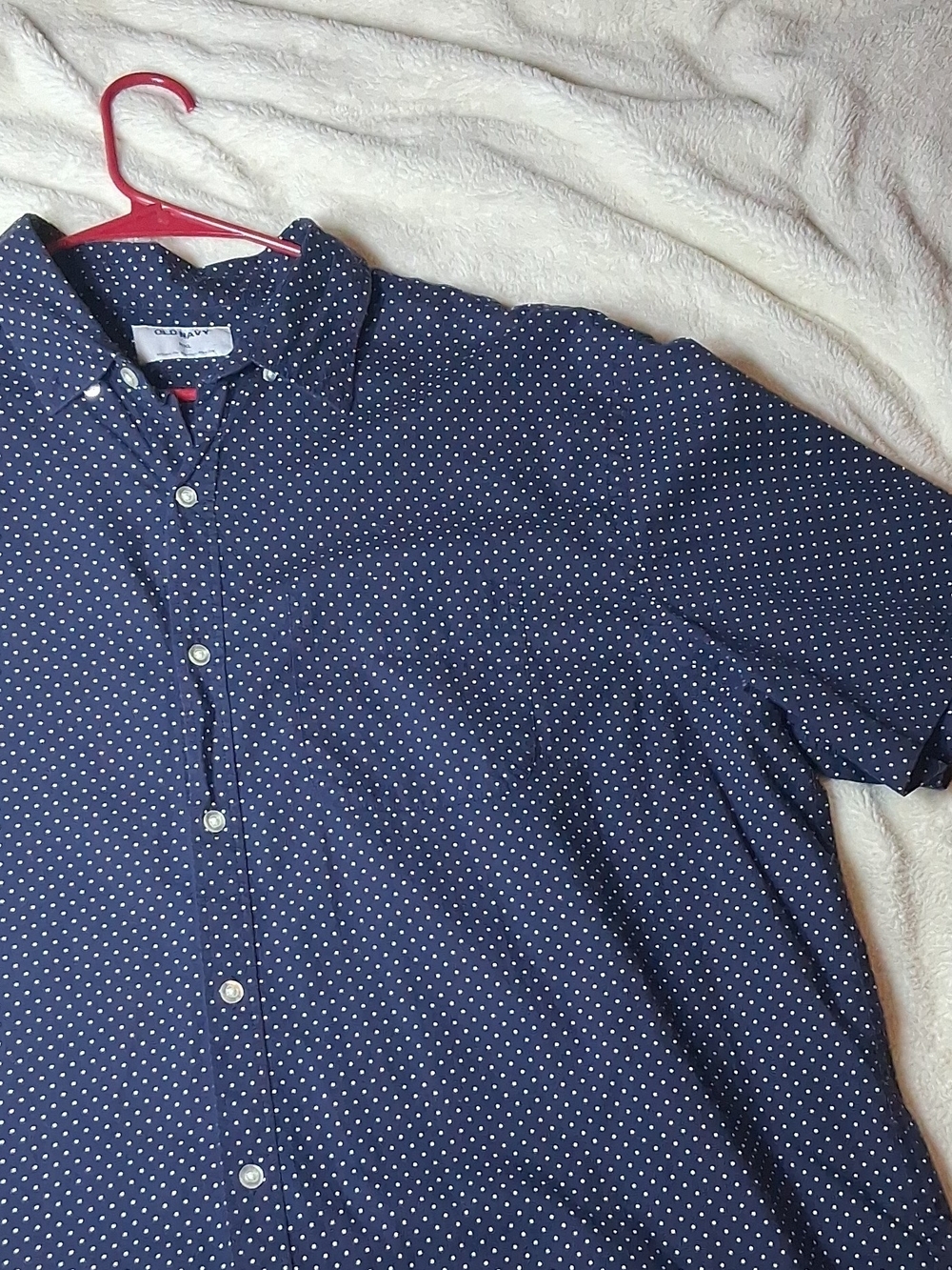 Old NavyXXL Navy Micro Dot Short-Sleeve Button-Down Shirt
